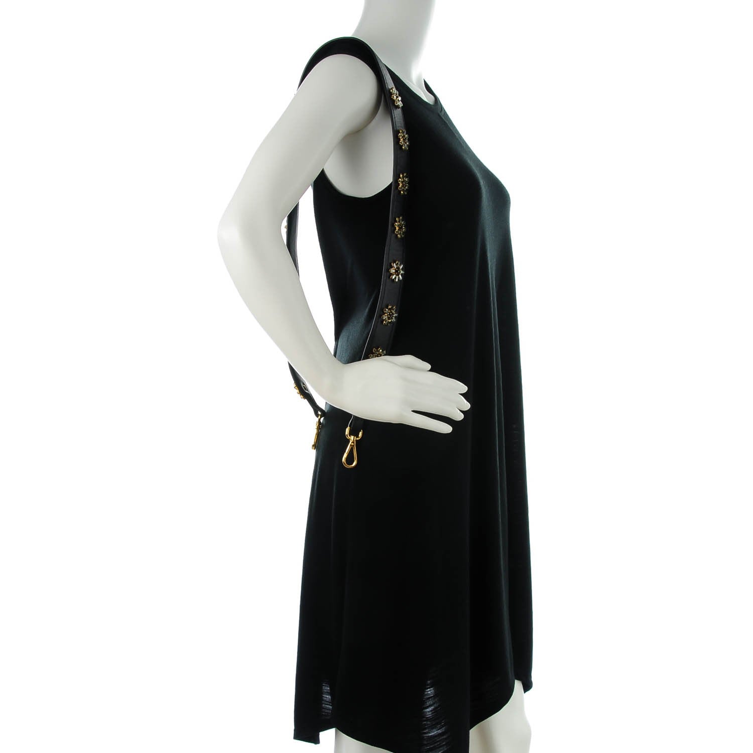 Louis Vuitton PRADA Saffiano Crystal Flower Shoulder Strap Nero Black 2 of 6