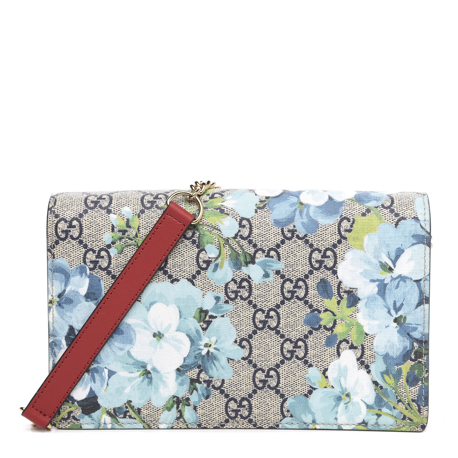 Gucci GG Supreme Monogram Blooms Chain Wallet Blue 1 of 8