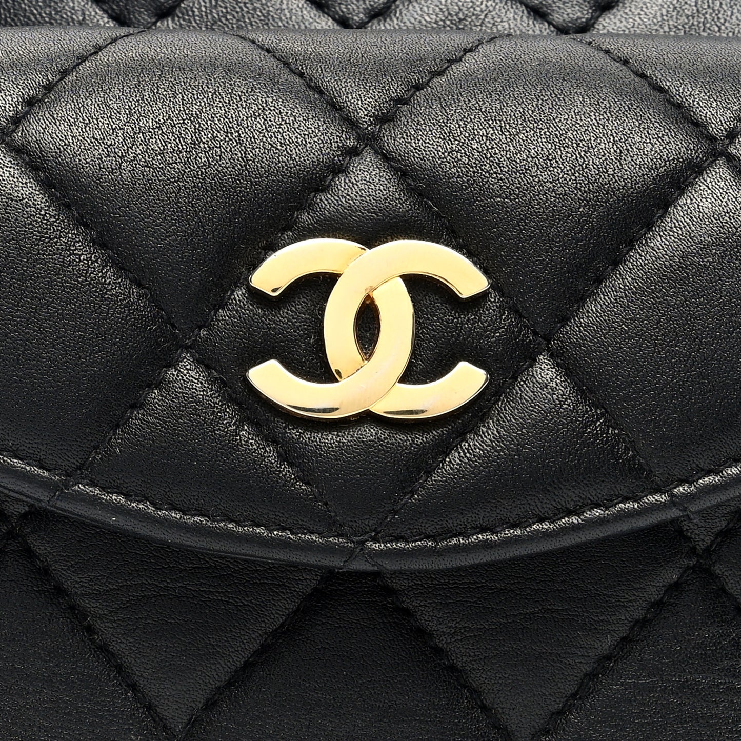 Lambskin Quilted Chain Mini Flap Belt Bag 75 30 Black