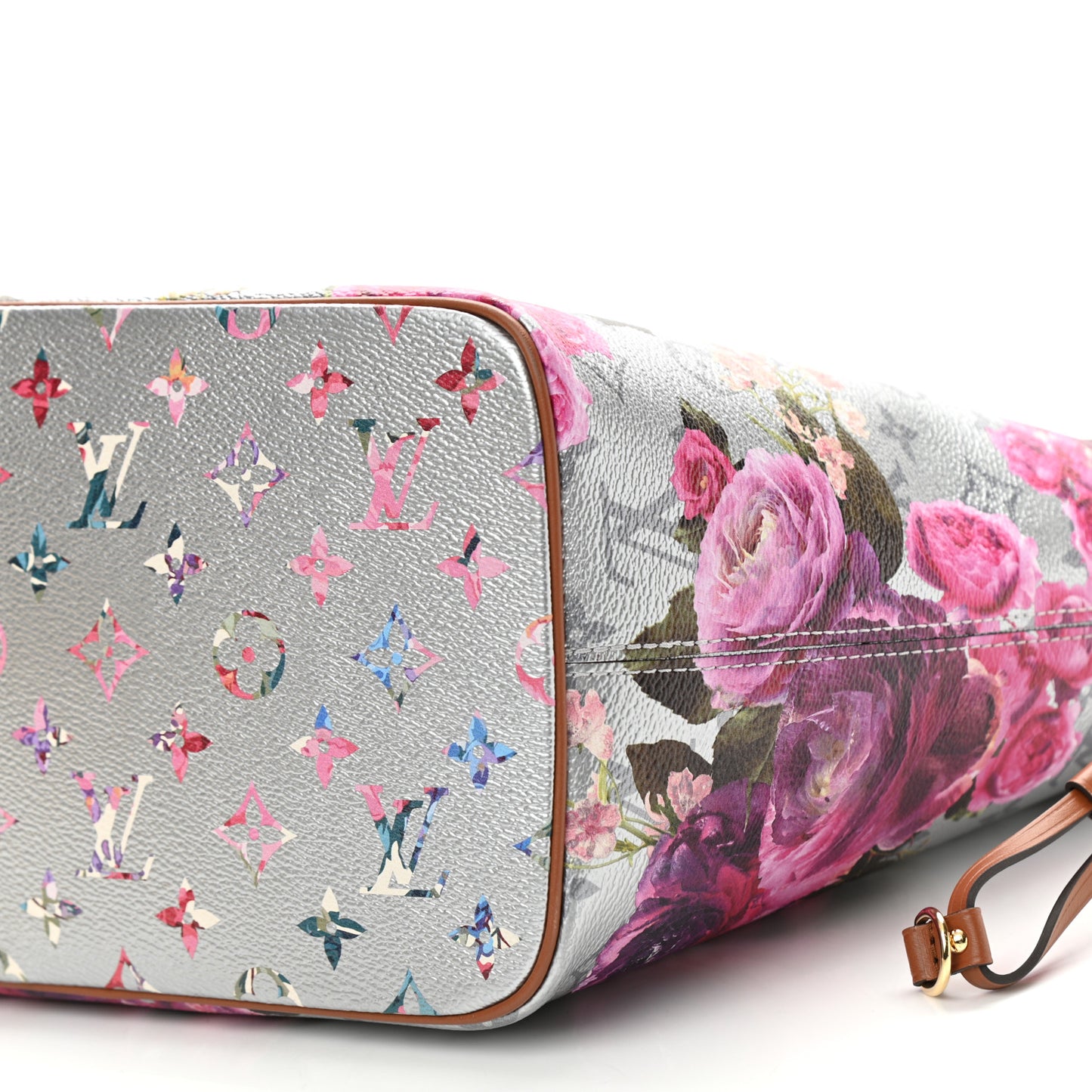 Metallic Monogram LV Garden Neverfull MM Silver