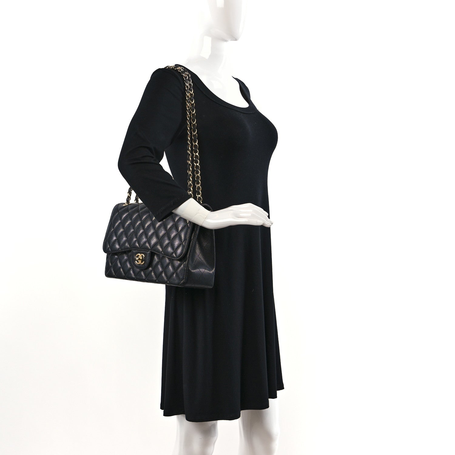 Chanel Caviar Quilted Jumbo Double Flap Black 2 of 10