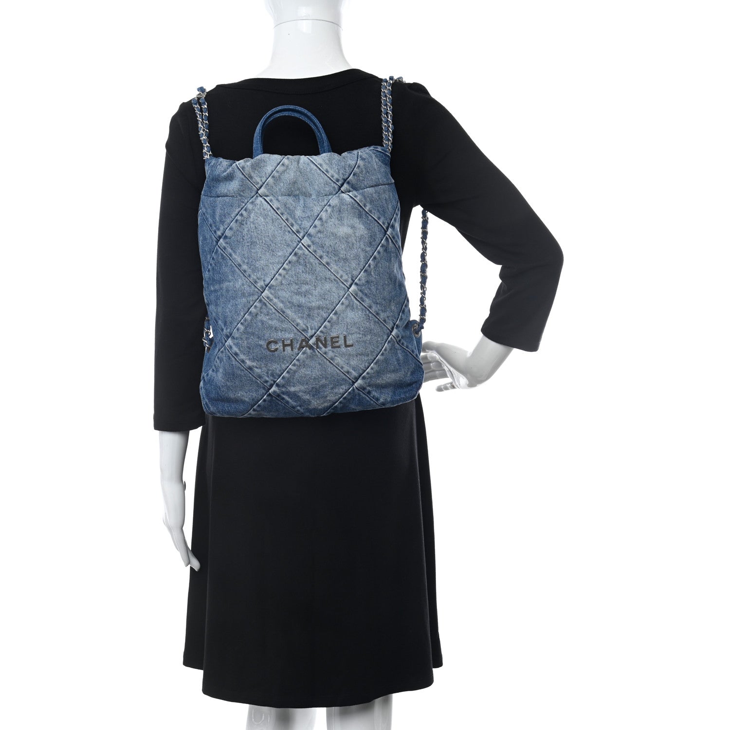 Chanel Denim Quilted Chanel 22 Backpack Blue 2 of 10