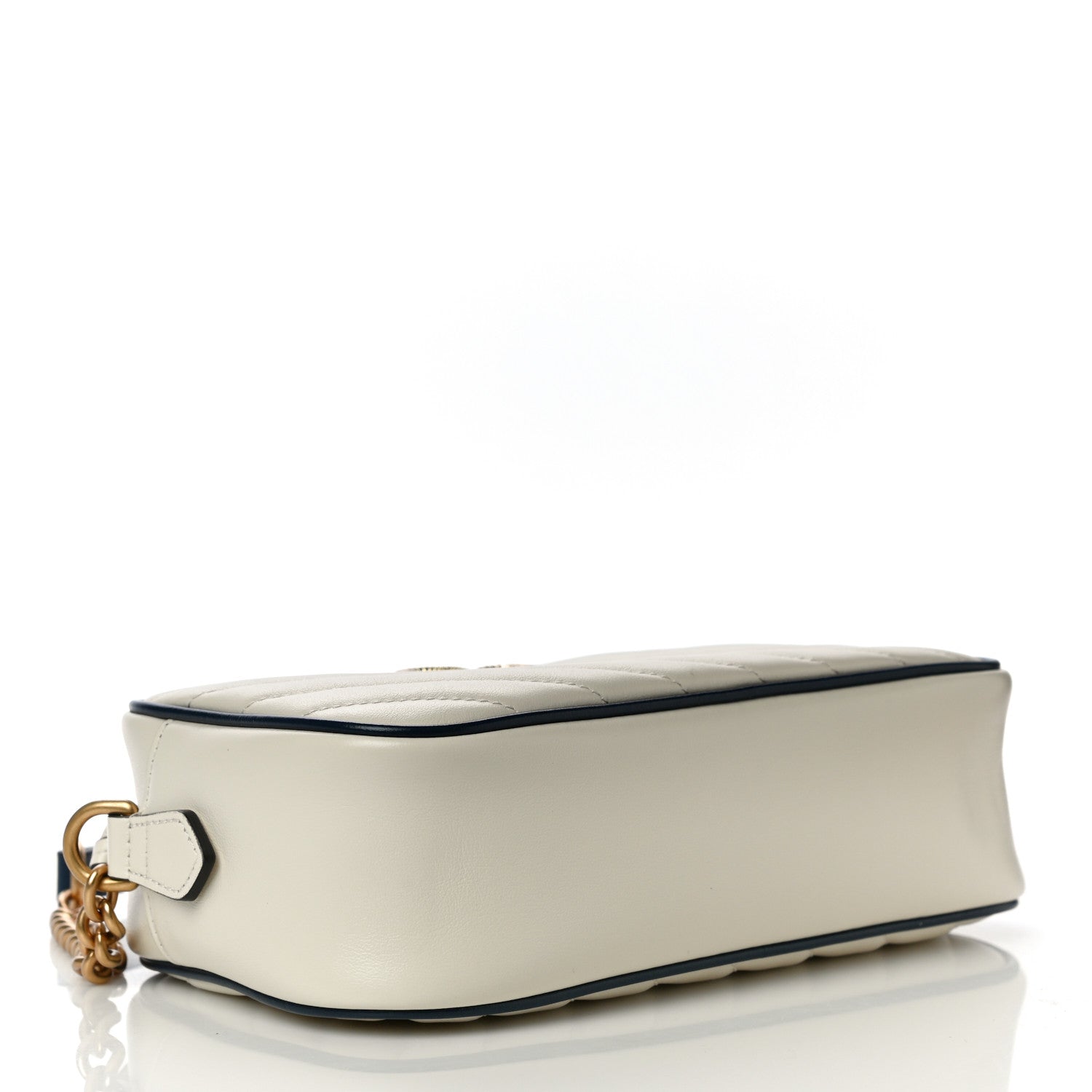 Gucci Vintage Effect Calfskin Matelasse Diagonal Small Torchon GG Marmont Chain Shoulder Bag Mystic White Blue Agata 4 of 11