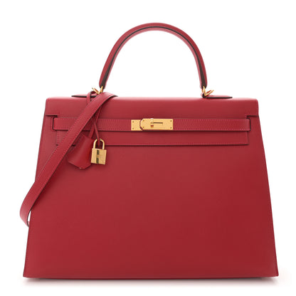 Hermes Epsom Kelly Sellier 35 Rouge Casaque 1 of 11