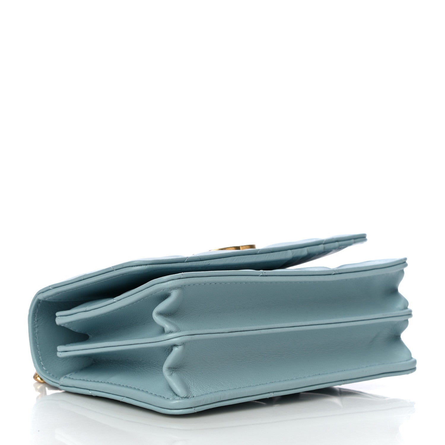 Chanel Lambskin Enamel Quilted Pending CC Clutch With Chain Light Blue 3 of 11