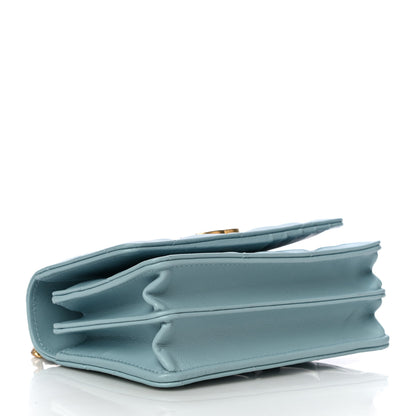 Chanel Lambskin Enamel Quilted Pending CC Clutch With Chain Light Blue 3 of 11
