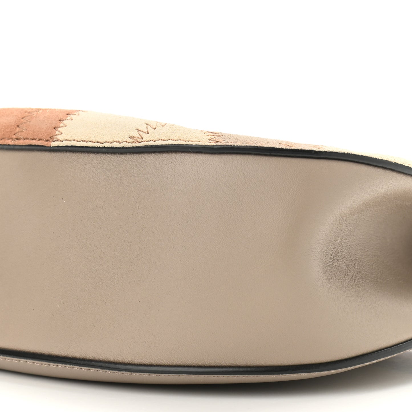 Suede Calfskin Patchwork Drew Shoulder Bag Motty Grey