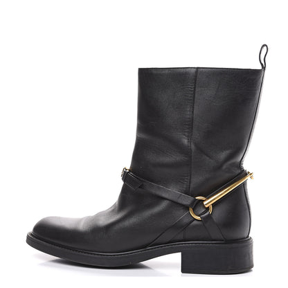 Gucci Calfskin Tess Horsebit Ankle Boots 41 Black 1 of 11