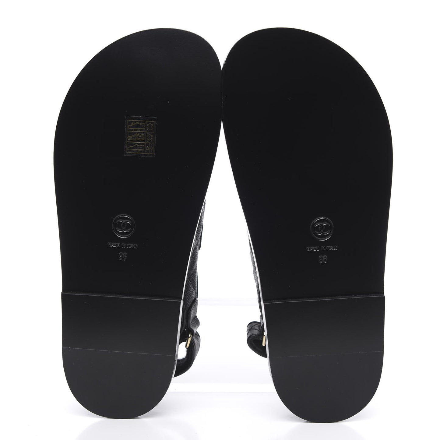 Grained Calfskin Velcro Dad Sandals 36 Black