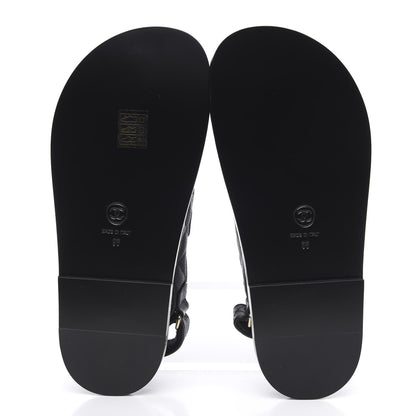 Chanel Grained Calfskin Velcro Dad Sandals 36 Black 5 of 10