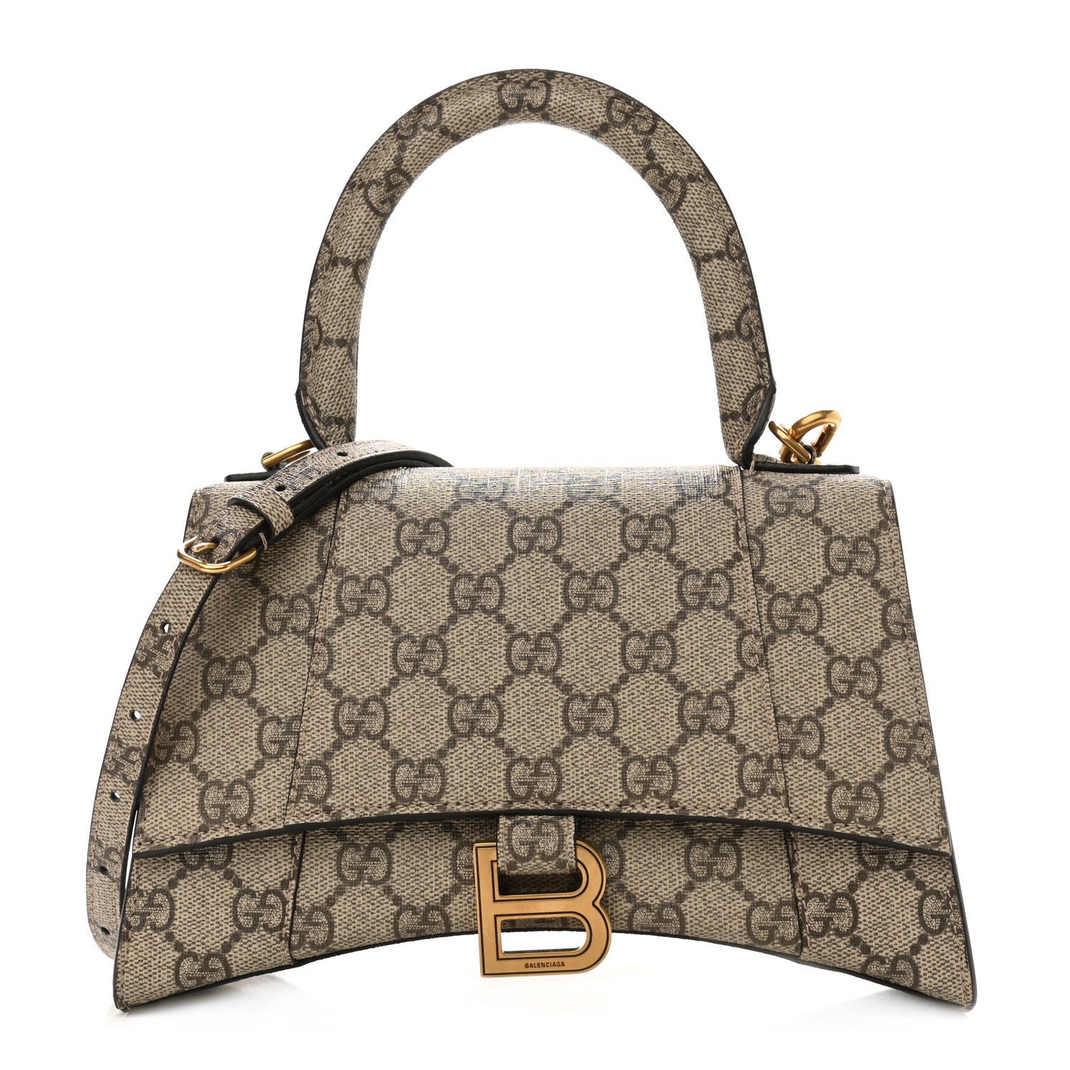 Balenciaga X GUCCI GG Supreme Monogram Small Hourglass Top Handle Bag Beige Ebony 1 of 9