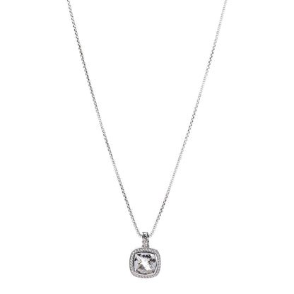 David Yurman Sterling Silver Diamond White Topaz 11mm Albion Pendant Necklace 1 of 5