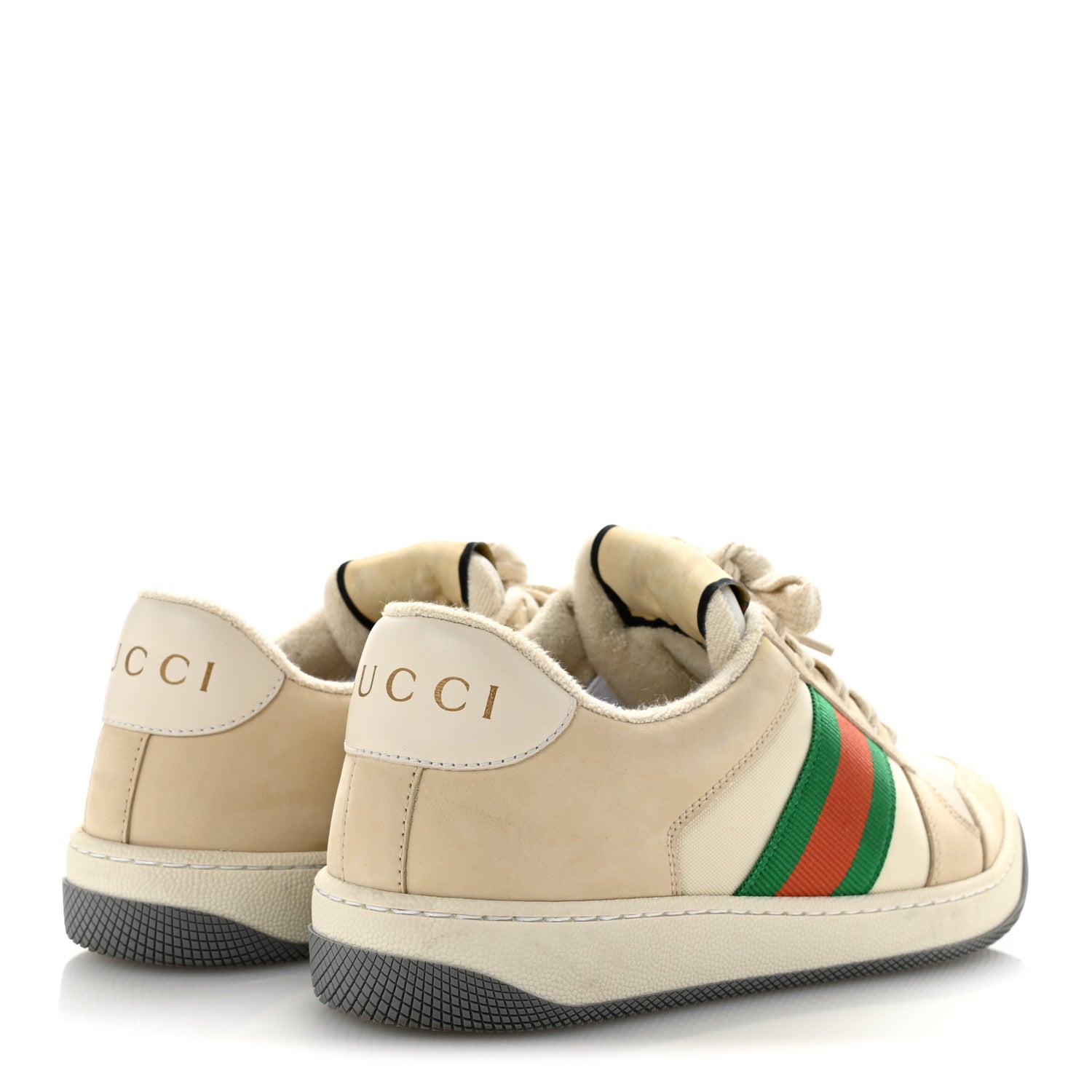 Gucci Nylon Nubuck Web Womens Screener Sneakers 37 Mystic White Dusty Milk 5 of 12