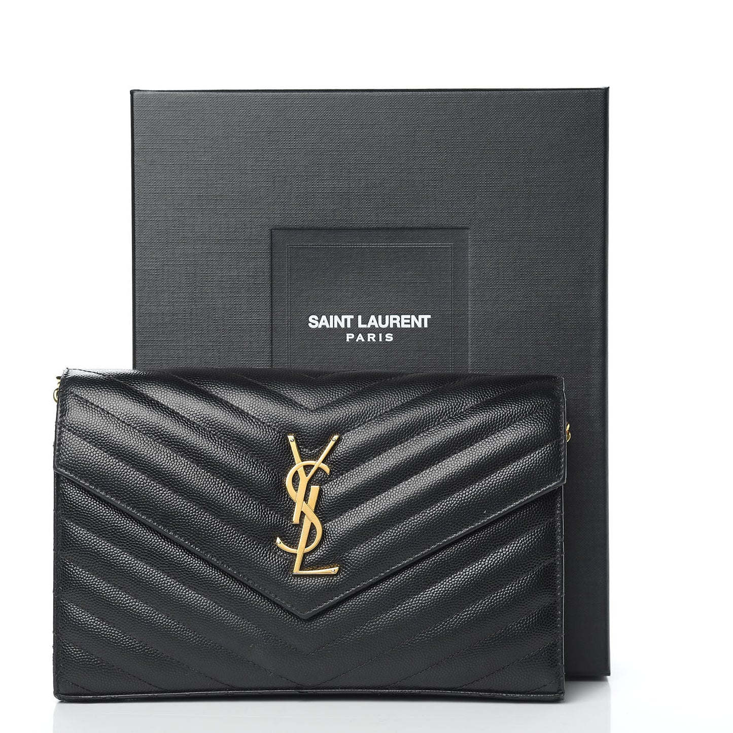 Grain De Poudre Matelasse Chevron Monogram Chain Wallet Black