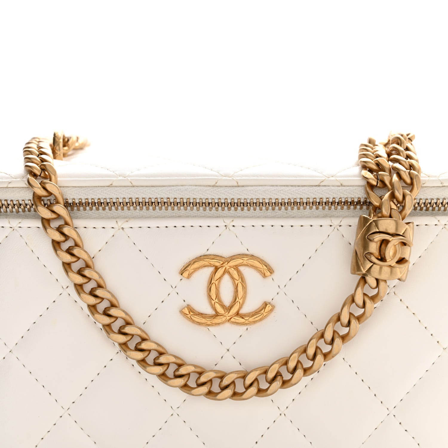 Chanel Lambskin Quilted Small Pillow Crush Vanity Case With Chain White 8 of 10