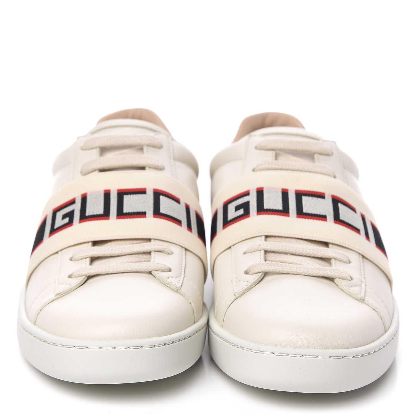 Calfskin Stripe Womens New Ace Sneakers 36.5 New Mystic White Ecru Red Flame