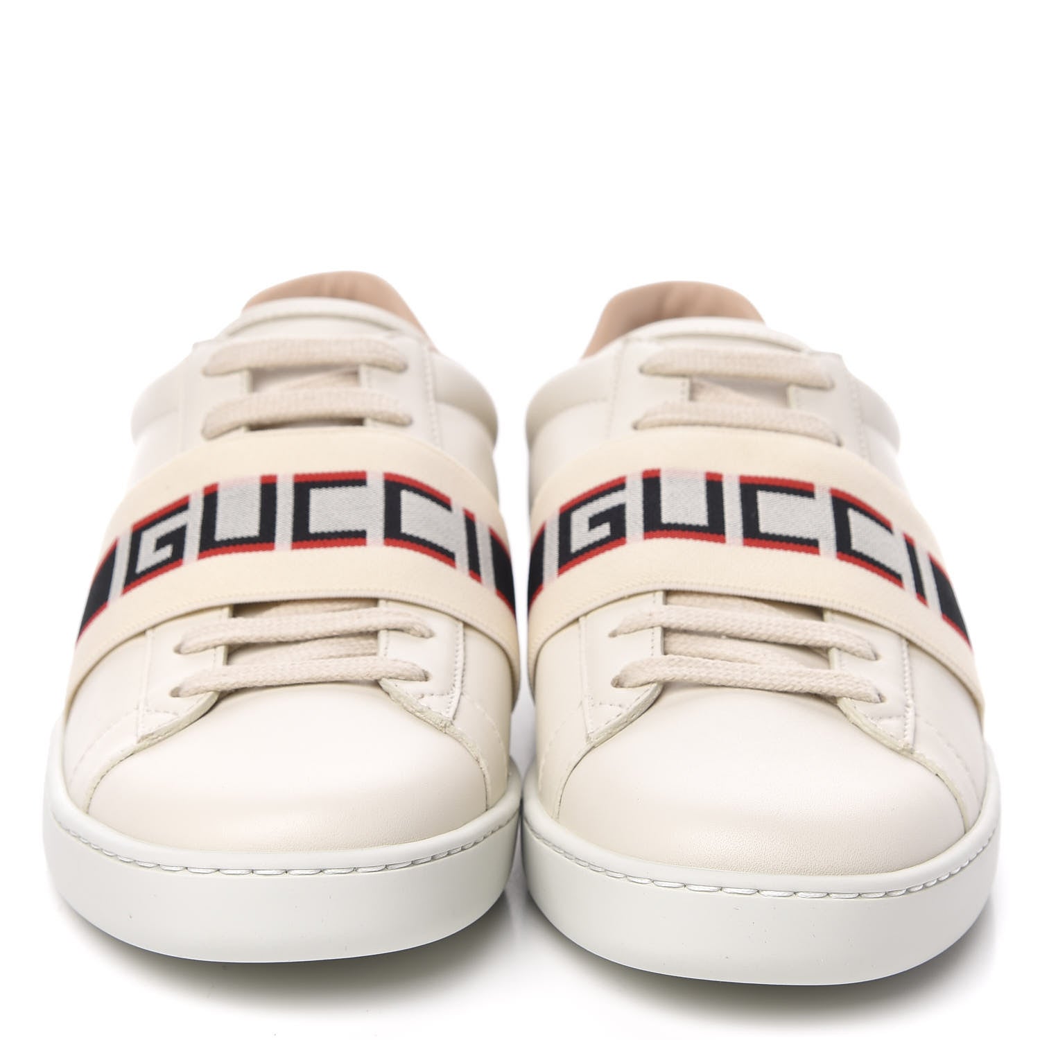 Gucci Calfskin Stripe Womens New Ace Sneakers 36.5 New Mystic White Ecru Red Flame 2 of 10