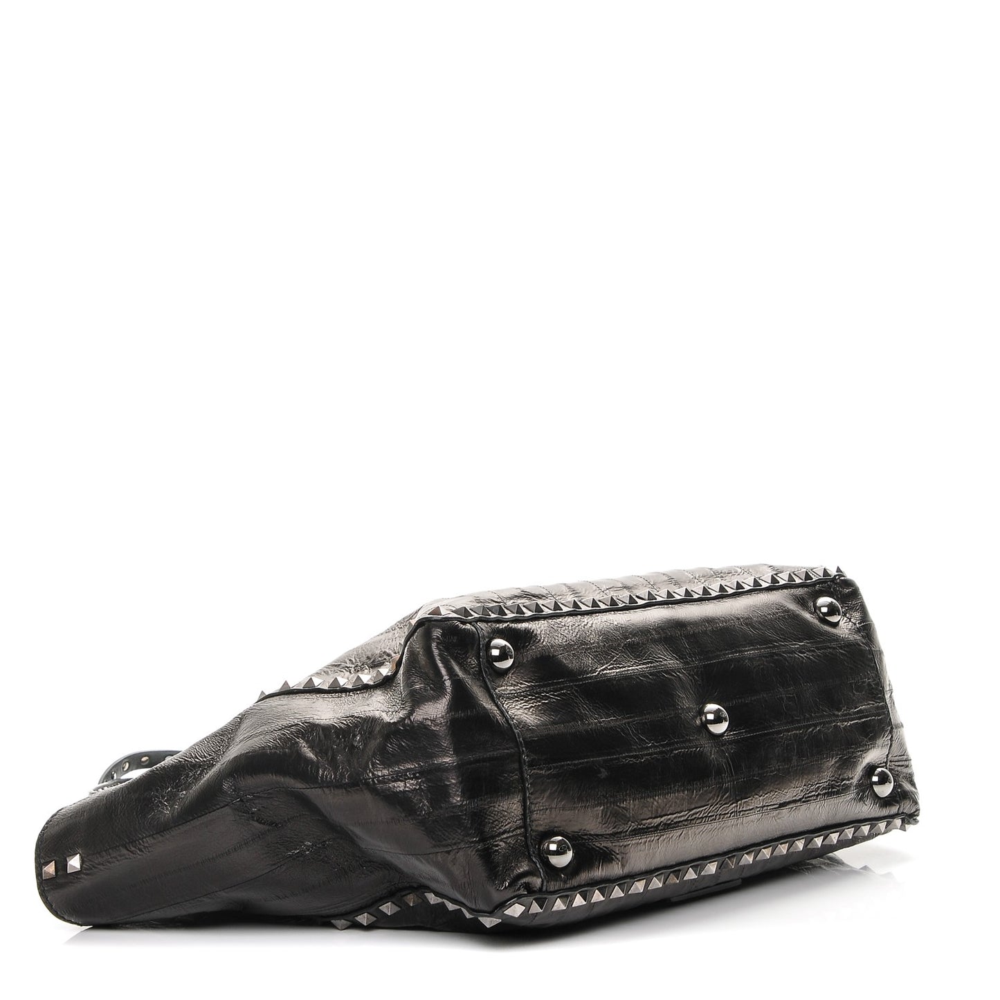 Eel Skin Medium Rockstud Tote Black