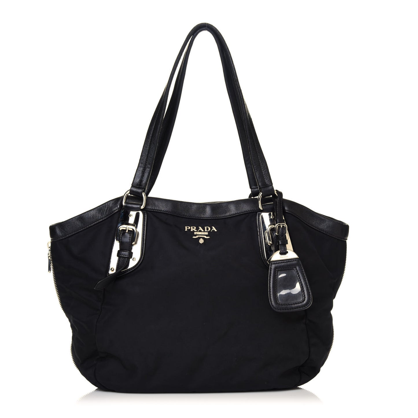 Tessuto Nylon Zip Around Shoulder Bag Black