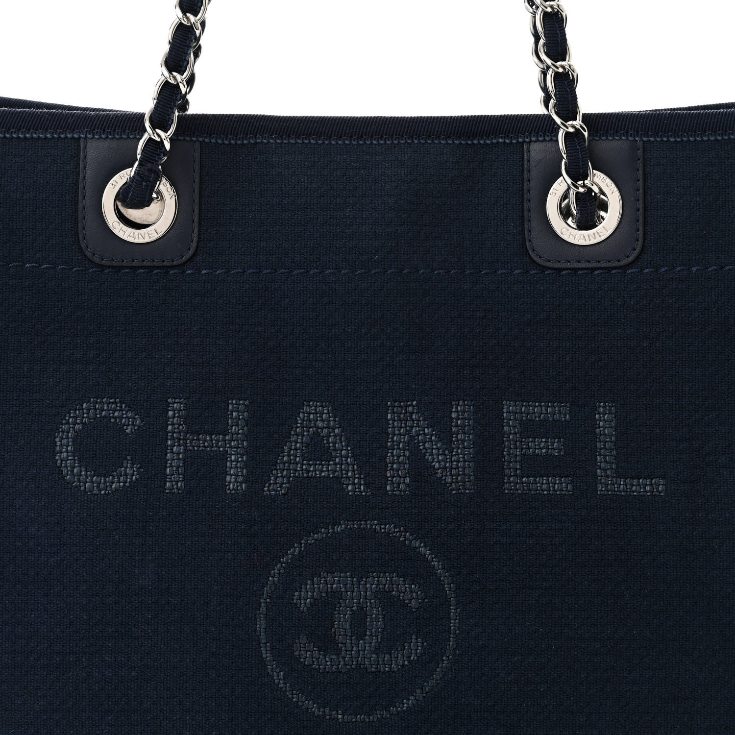 Chanel Mixed Fibers Calfskin Small Deauville Tote Dark Blue 9 of 11