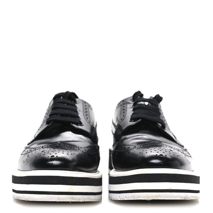 Prada Spazzolato Lace Up Loafers 38.5 Black 3 of 10
