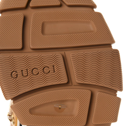 Gucci X SEGA Nylon Calfskin Suede Mens Flashtrek Sneakers 8 Black Great White Crop 7 of 10