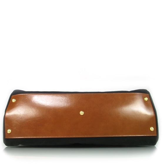 Fendi Canvas Calfskin Large Peekaboo Iconic Satchel Black 4 of 9