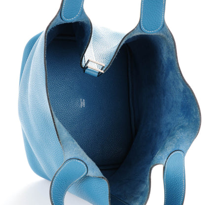 Hermes Taurillon Clemence Picotin GM Blue Jean 5 of 5