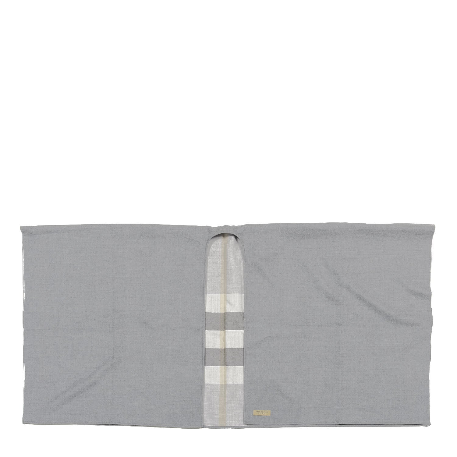Burberry Wool Solid to Check Charlotte Cape Scarf Light Grey 1 of 3