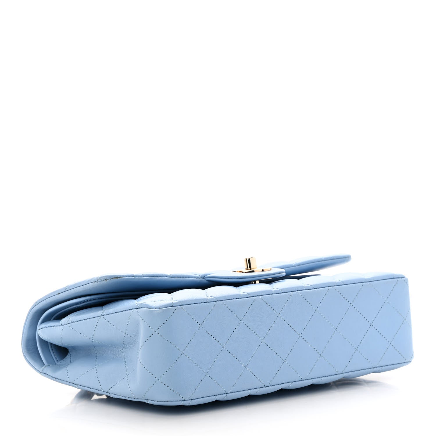 Chanel Lambskin Quilted Medium Double Flap Light Blue 4 of 14