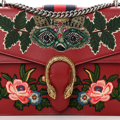 Gucci Calfskin Web Raccoon Embroidered Medium Dionysus Shoulder Bag Red 8 of 16