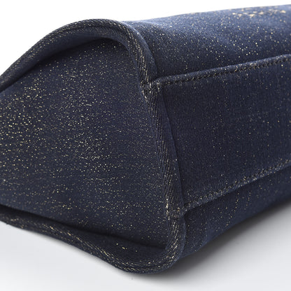 Chanel Lurex Canvas Small Deauville Tote Navy Blue Gold 9 of 10