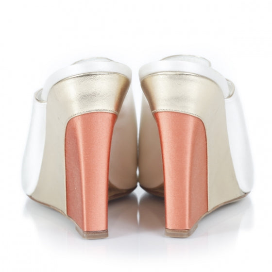 Satin Wedges 40 Ivory