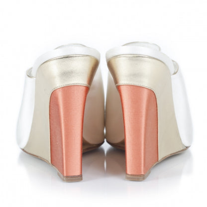 Louis Vuitton Satin Wedges 40 Ivory 3 of 9