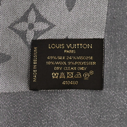 Louis Vuitton Silk Lurex Wool Monogram Shine Shawl Charcoal Grey 2 of 6