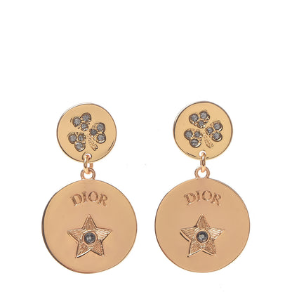 Christian Dior Crystal Round Star Earrings Gold 1 of 4