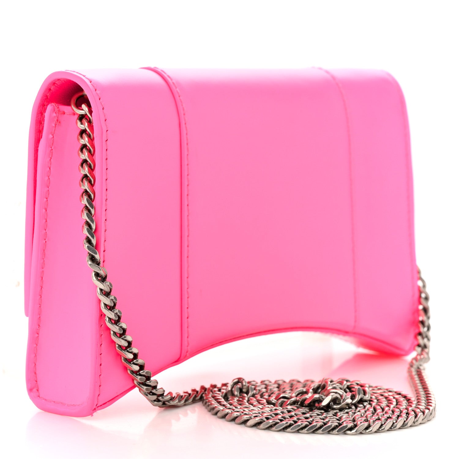 Balenciaga Shiny Box Calfskin XS Hourglass Wallet On Chain Fluo Pink 3 of 9