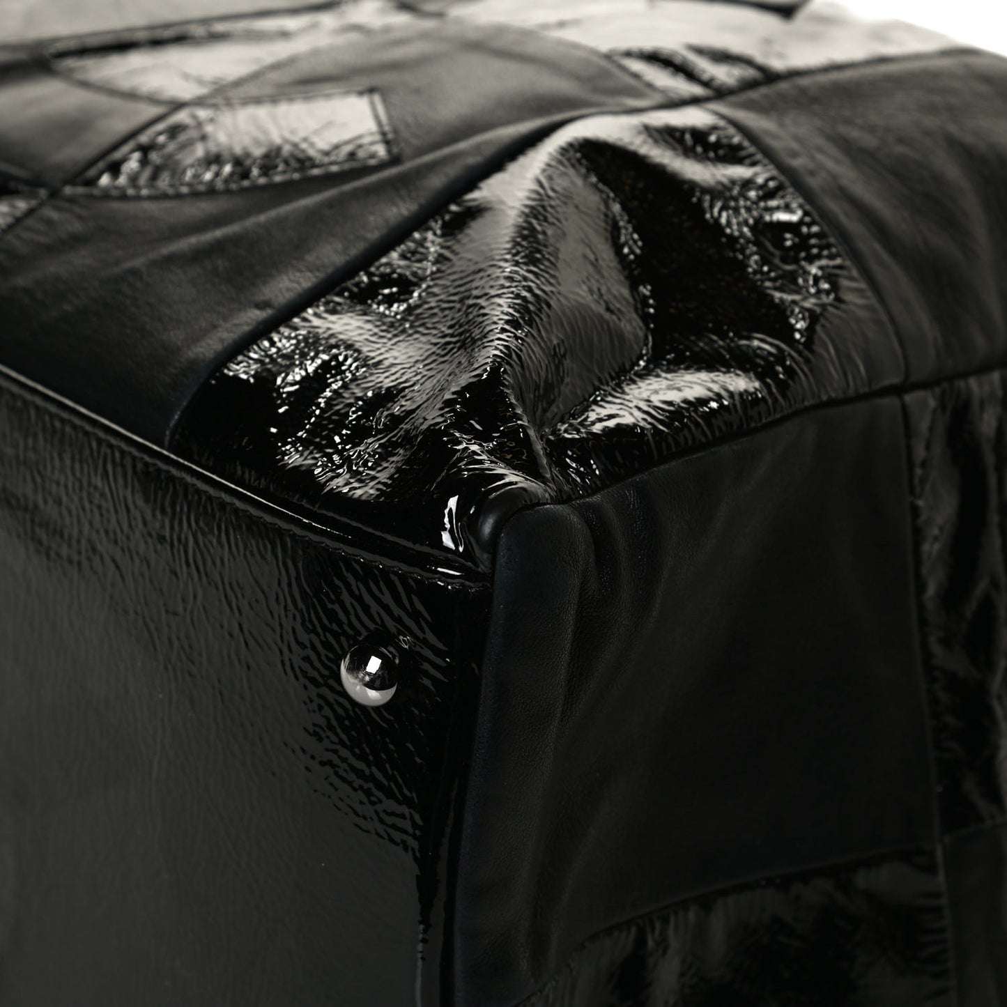 Lambskin Patent Calfskin Brooklyn Patchwork Hobo Black
