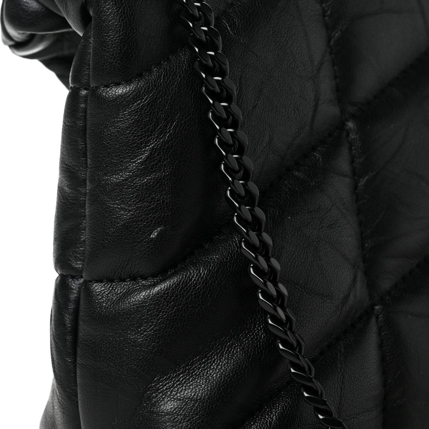 Quilted Mini Loulou Puffer Monogram Chain Satchel Black