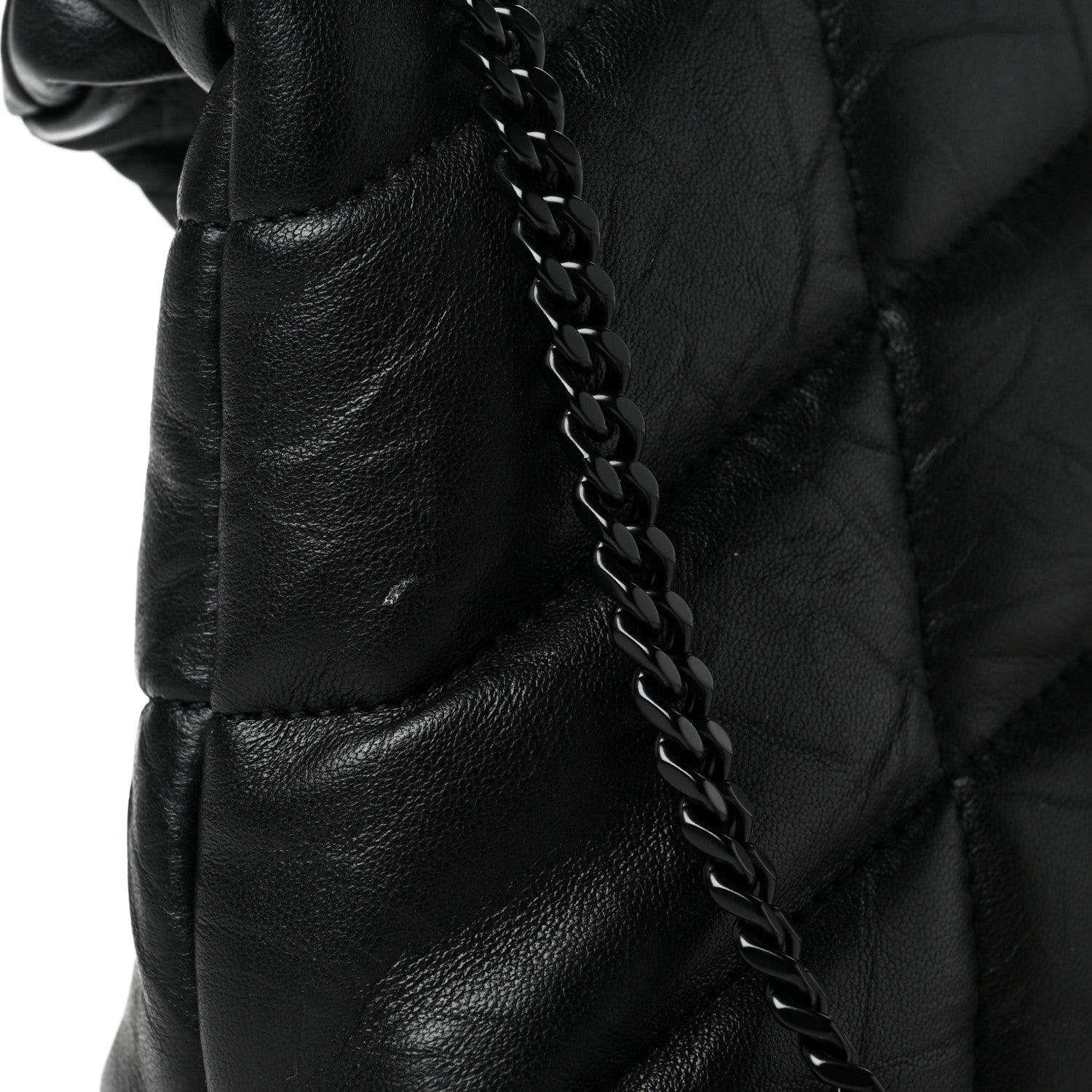Saint Laurent Quilted Mini Loulou Puffer Monogram Chain Satchel Black 8 of 9