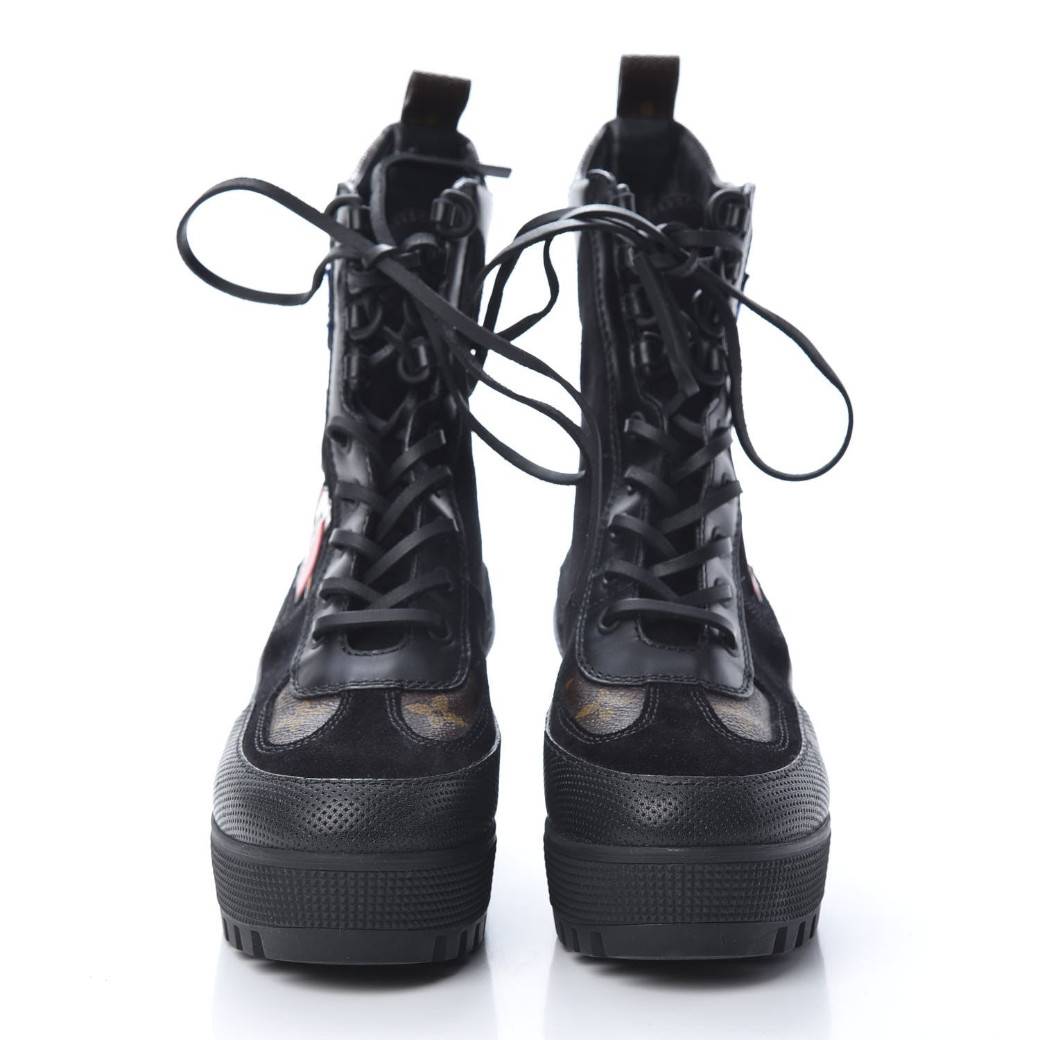 Louis Vuitton Suede Calfskin Monogram LV Black Heart Laureate Platform Desert Boots 35.5 Black 2 of 6