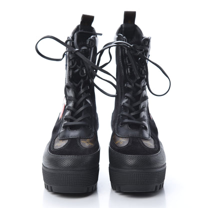 Louis Vuitton Suede Calfskin Monogram LV Black Heart Laureate Platform Desert Boots 35.5 Black 2 of 6