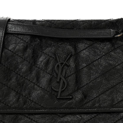 Saint Laurent Crinkled Calfskin Matelasse Monogram Medium Niki Chain Satchel Black 7 of 14