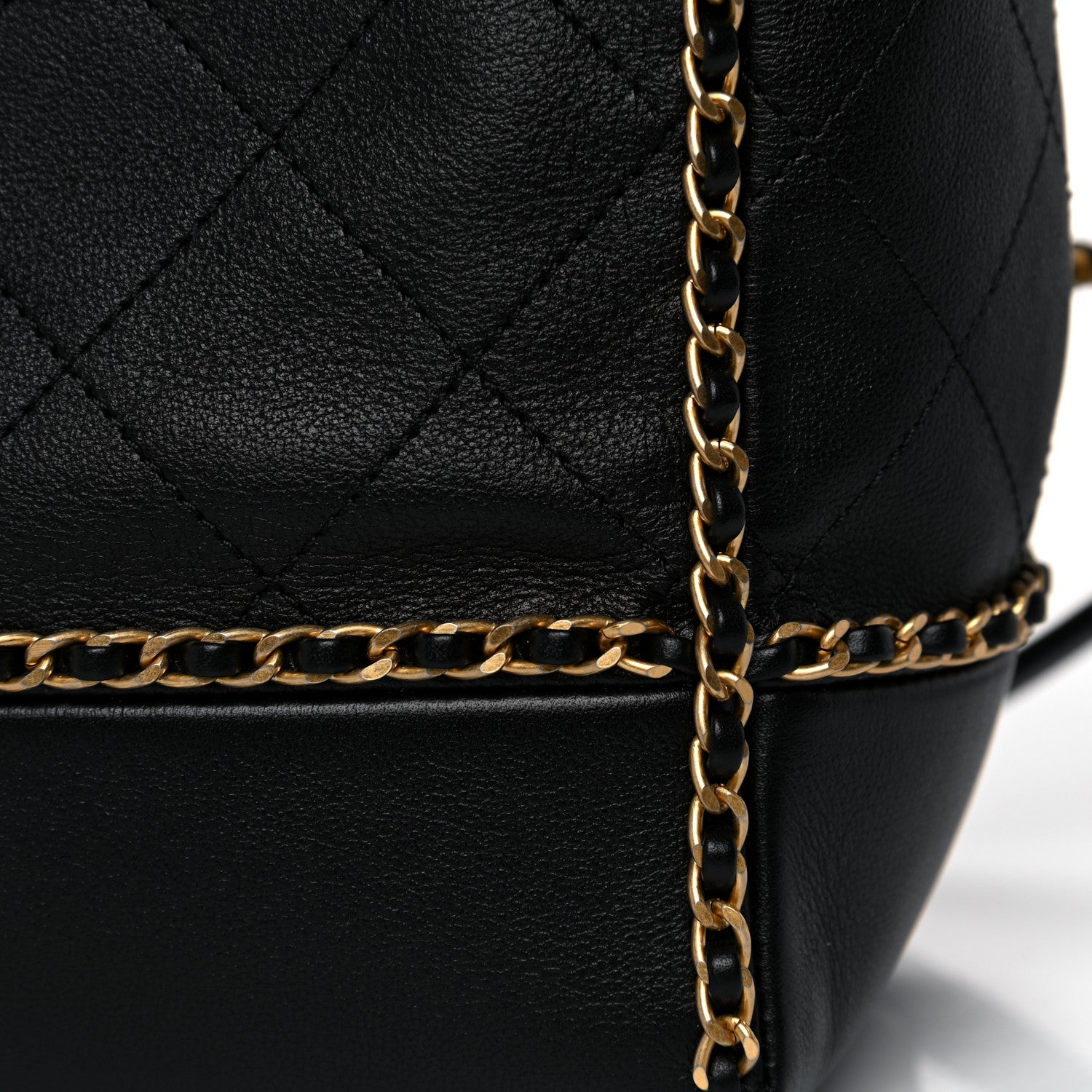 Chanel Calfskin Quilted Chain Lines Shopping Tote Black 12 of 12