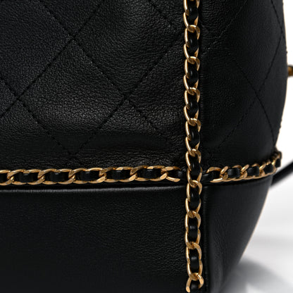 Chanel Calfskin Quilted Chain Lines Shopping Tote Black 12 of 12