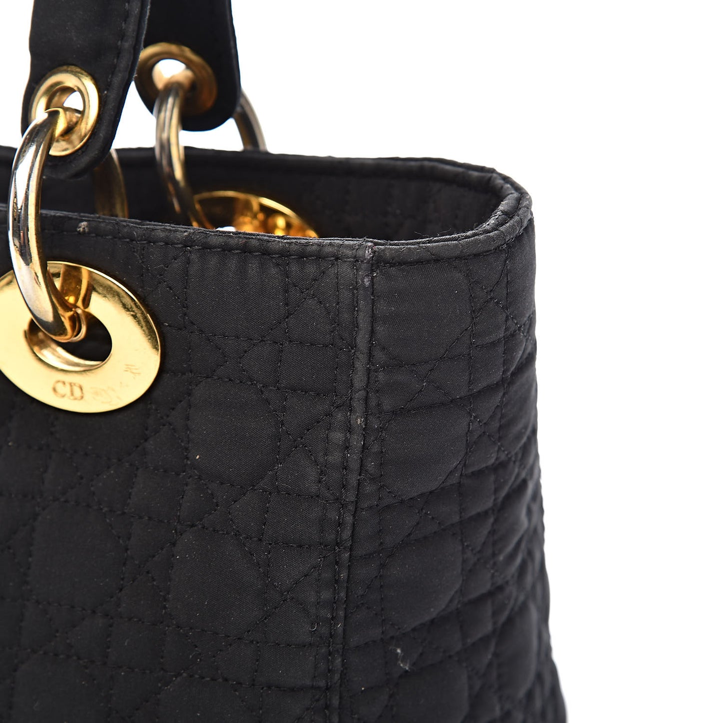 Nylon Cannage Medium Lady Dior Black