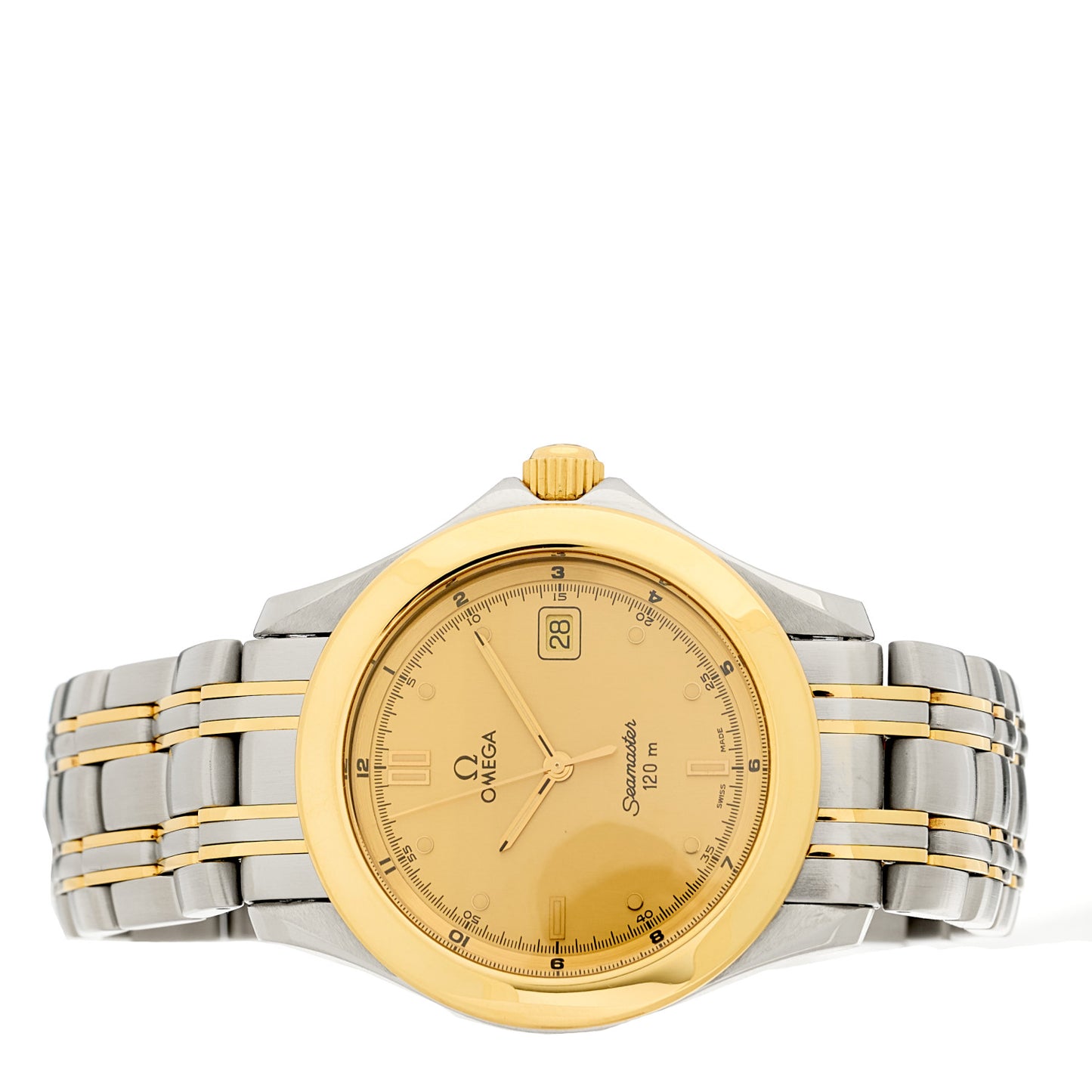 Stainless Steel 18K Yellow Gold 36mm Seamaster 120M Quartz Watch Champagne 2311.10