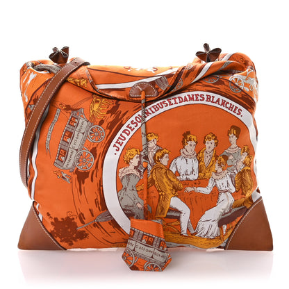 Hermes Silk Barenia Jeu Des Omnibus Et Dames Blanches Silky City 33 Bag Fauve Orange Multicolor 1 of 14