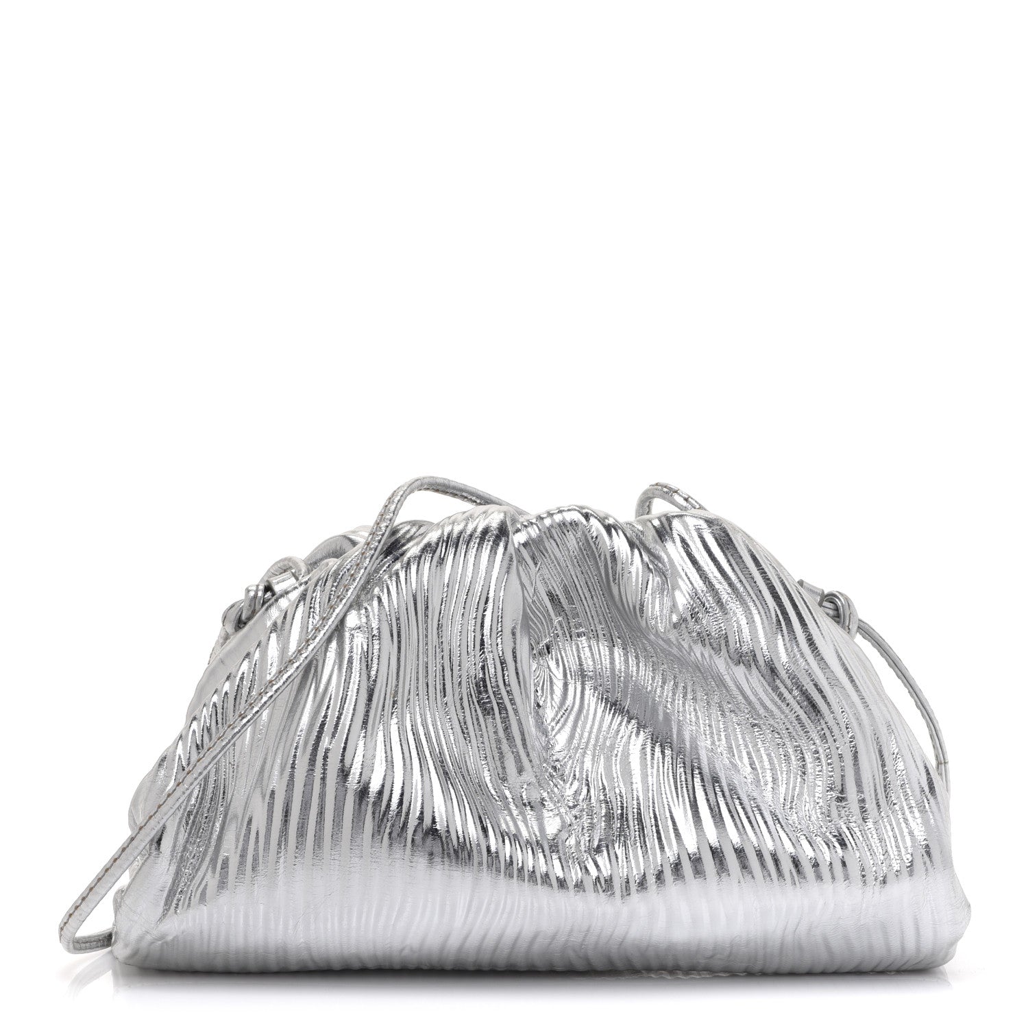 Bottega Veneta Metallic Bark Calfskin The Mini Pouch Silver 1 of 10