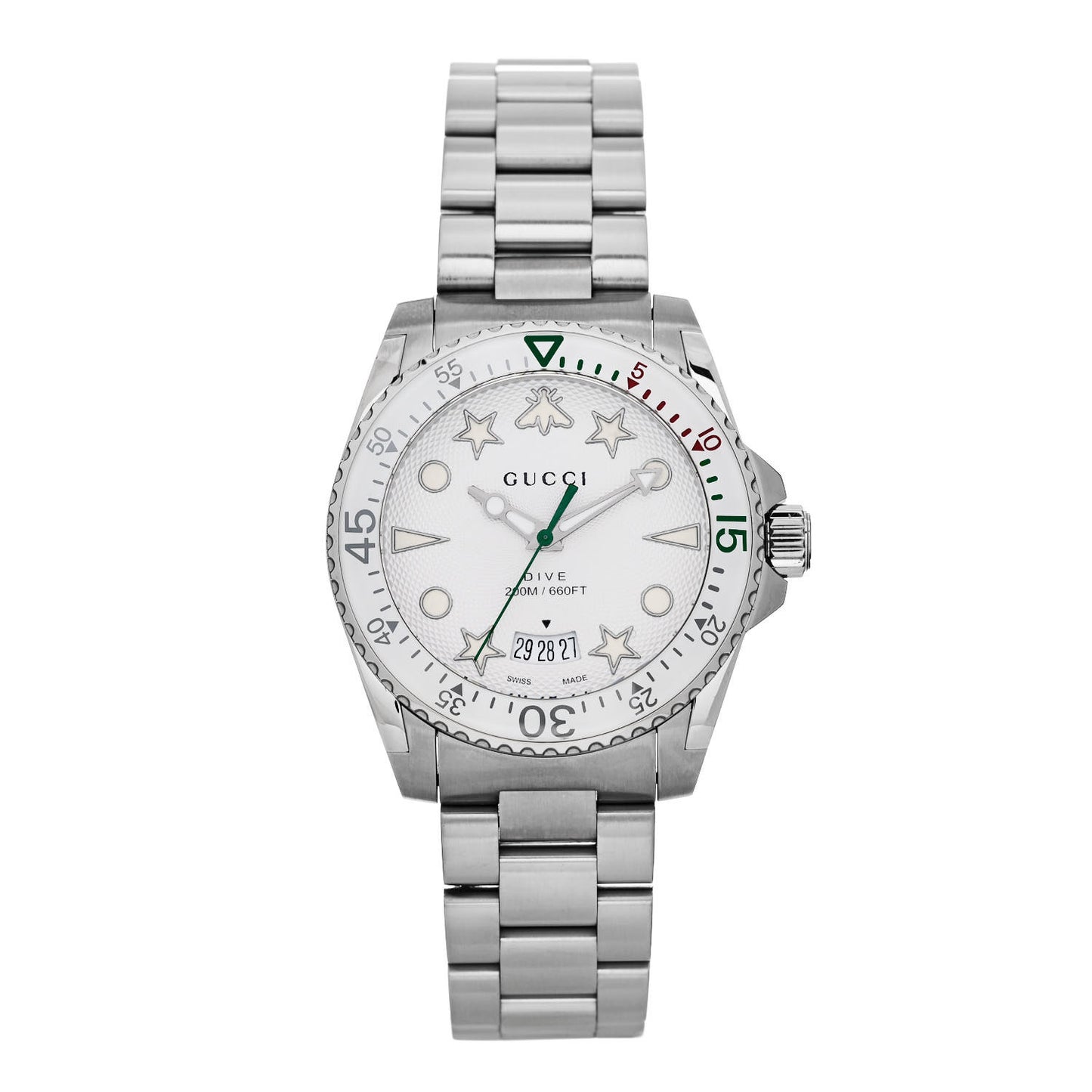 Stainless Steel 40mm Dive Quartz Watch White